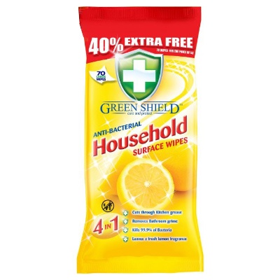 Green Shield antibakteriális háztartási nedves tisztítókendő 70db