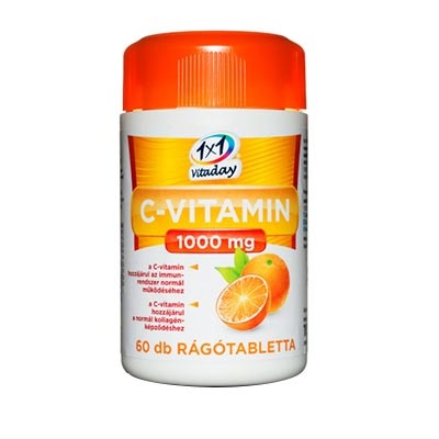 1X1 VITADAY C-VITAMIN 1000MG RÁGÓTABLETTA, 60 db